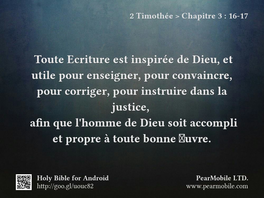 2 Timothée, Chapitre 3:16-17